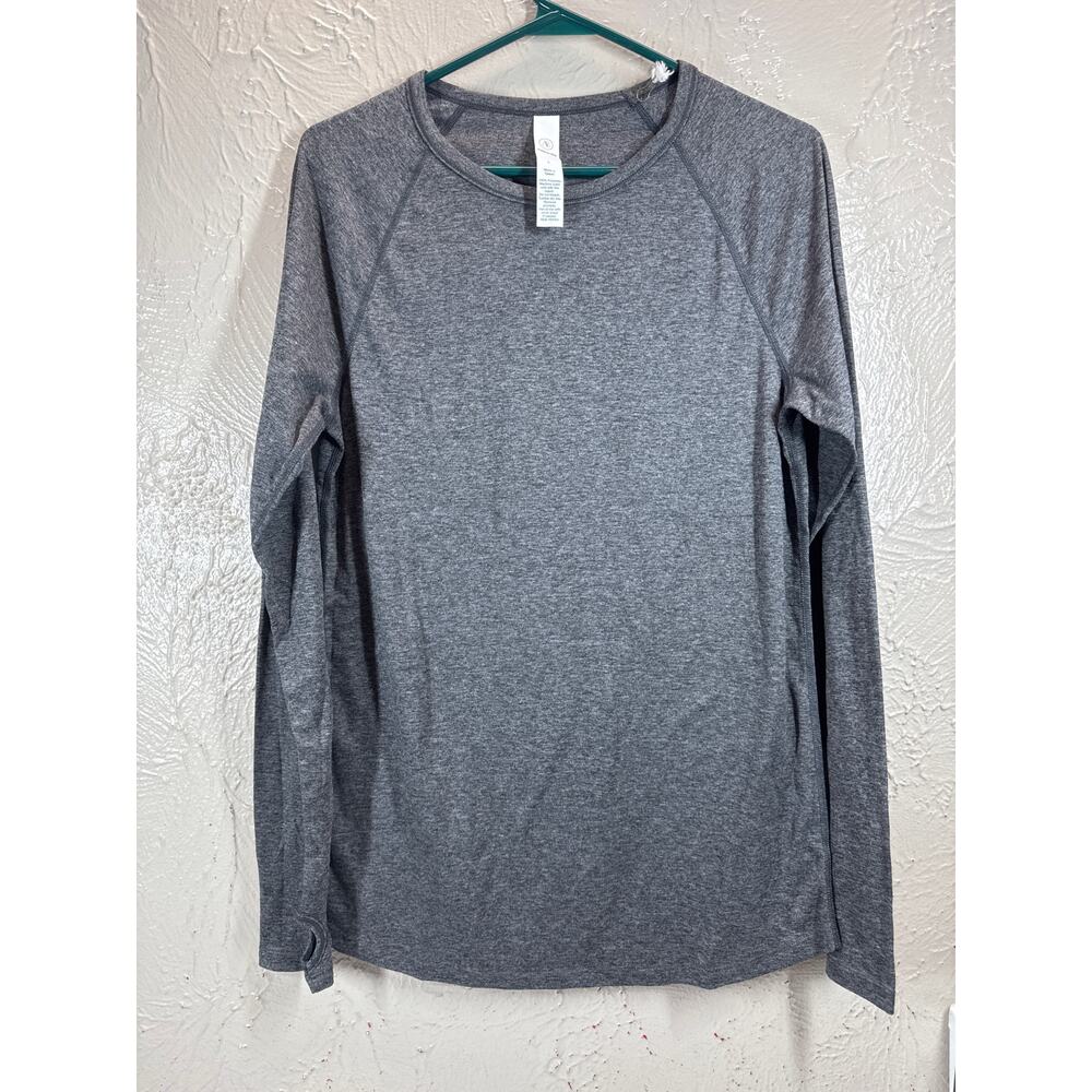 Addison Bay Womens Long‎ Sleeve Thumb Holes Gray Athletic Style Shirt Size Large